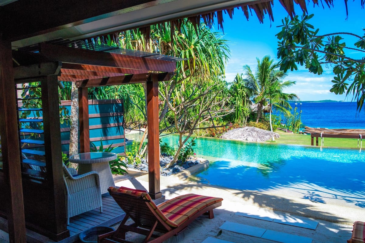 Villa, vista piscina | Vista dalla camera