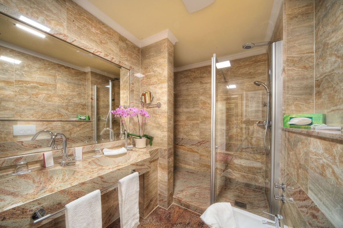 free toiletries, hair dryer, bathrobes, slippers