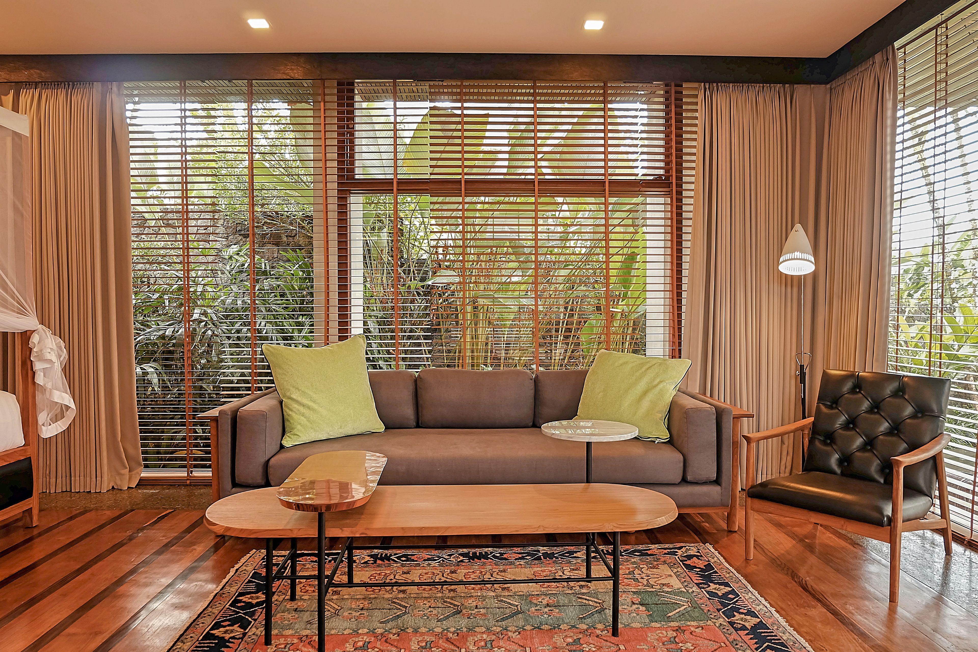 premier villa, 2 bedrooms, private pool, valley view | living area | 43-inch tv with satellite channels, netflix, dvd player