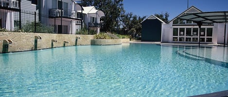 Outdoor pool, sun loungers