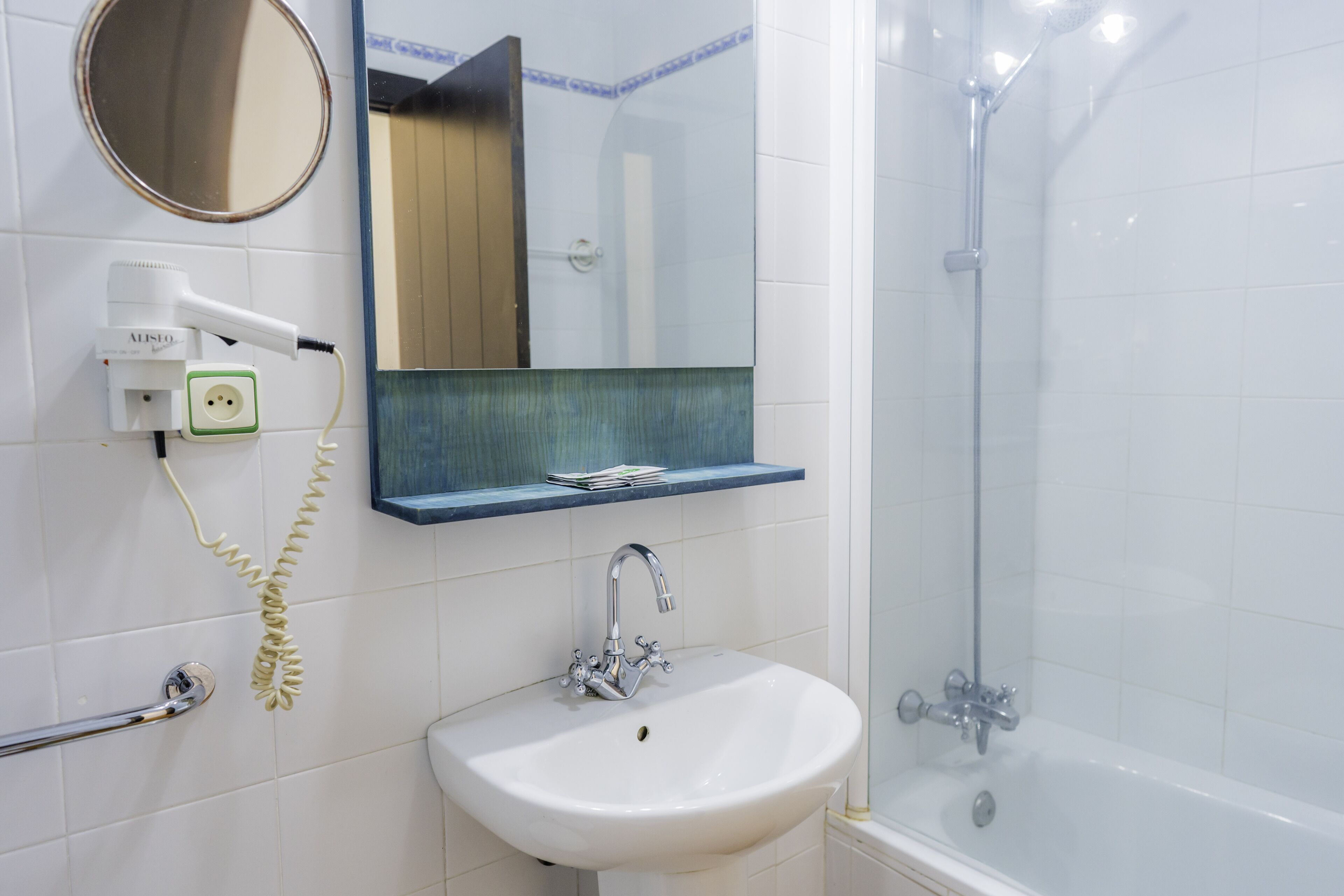 free toiletries, hair dryer, towels