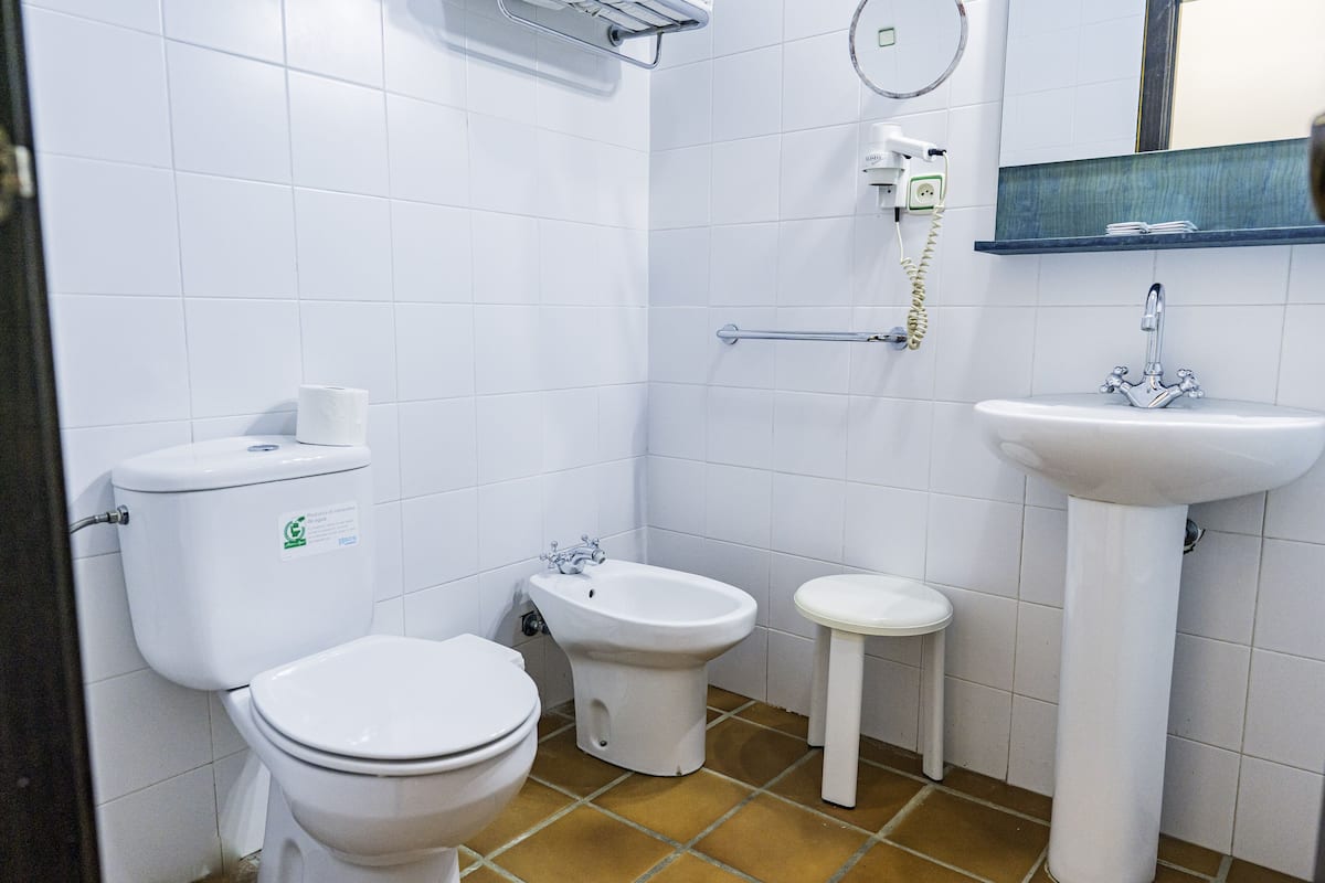 free toiletries, hair dryer, towels