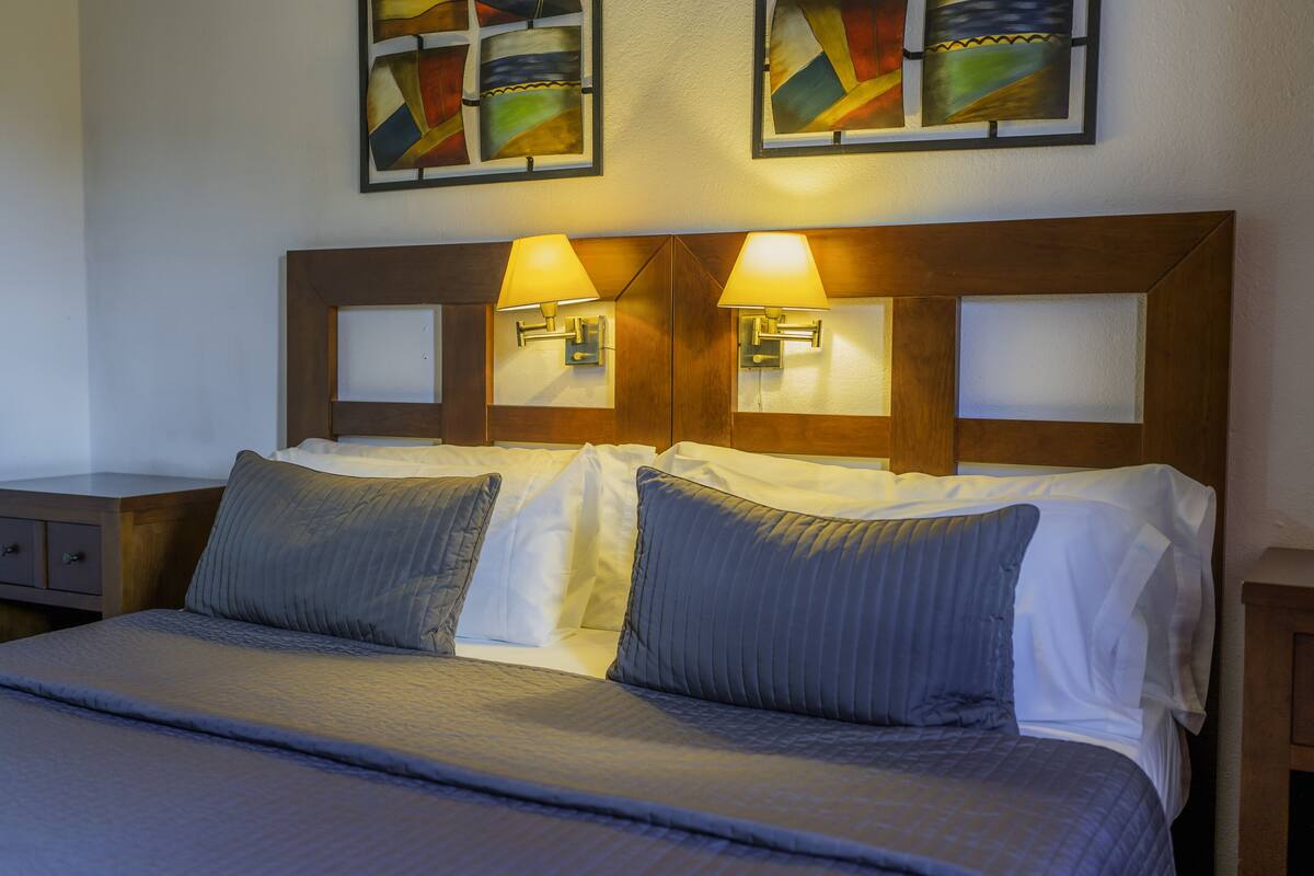 desk, blackout curtains, free wifi, bed sheets