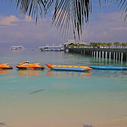 Private beach, white sand, sun-loungers, snorkelling