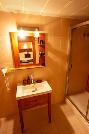 Elite Double Room | Bathroom | Shower, rainfall showerhead, free toiletries, hair dryer