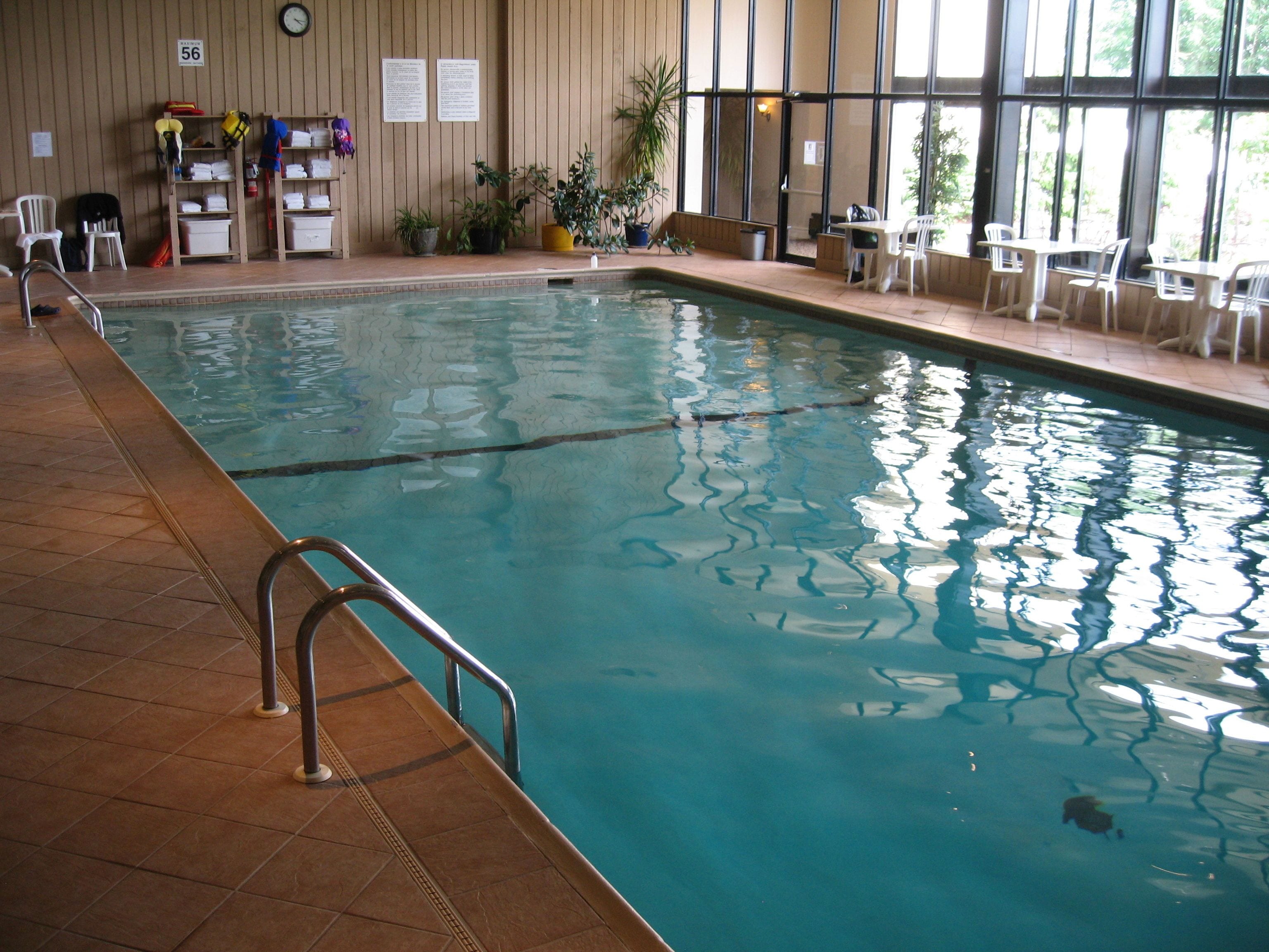 indoor pool, open 8:30 am to 10:00 pm, pool loungers