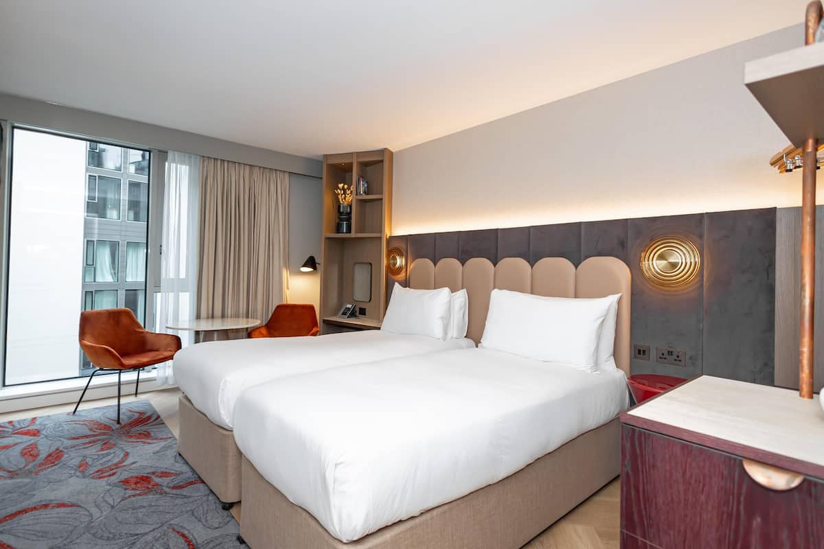 Hypo-allergenic bedding, minibar, in-room safe, desk