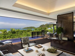 Villa, 2 Bedrooms, Ocean View (Pool) | Premium bedding, down comforters, Tempur-Pedic beds, minibar - Raffles Seychelles (Praslin Island)