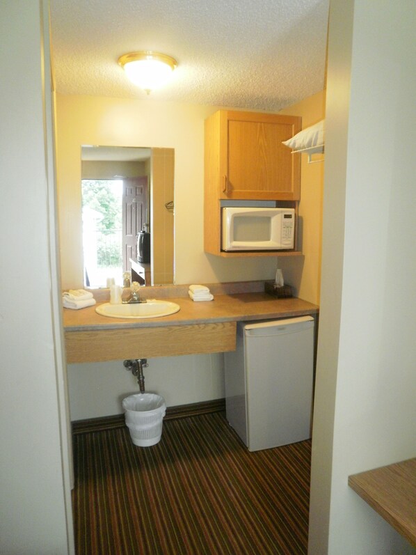 Combined shower/tub, hair dryer