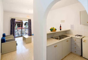 Apartment, 1 Bedroom | Private kitchenette | Fridge, stovetop, electric kettle, cookware/dishes/utensils - Cosmelenia Hotel Apartments (Ayia Napa)