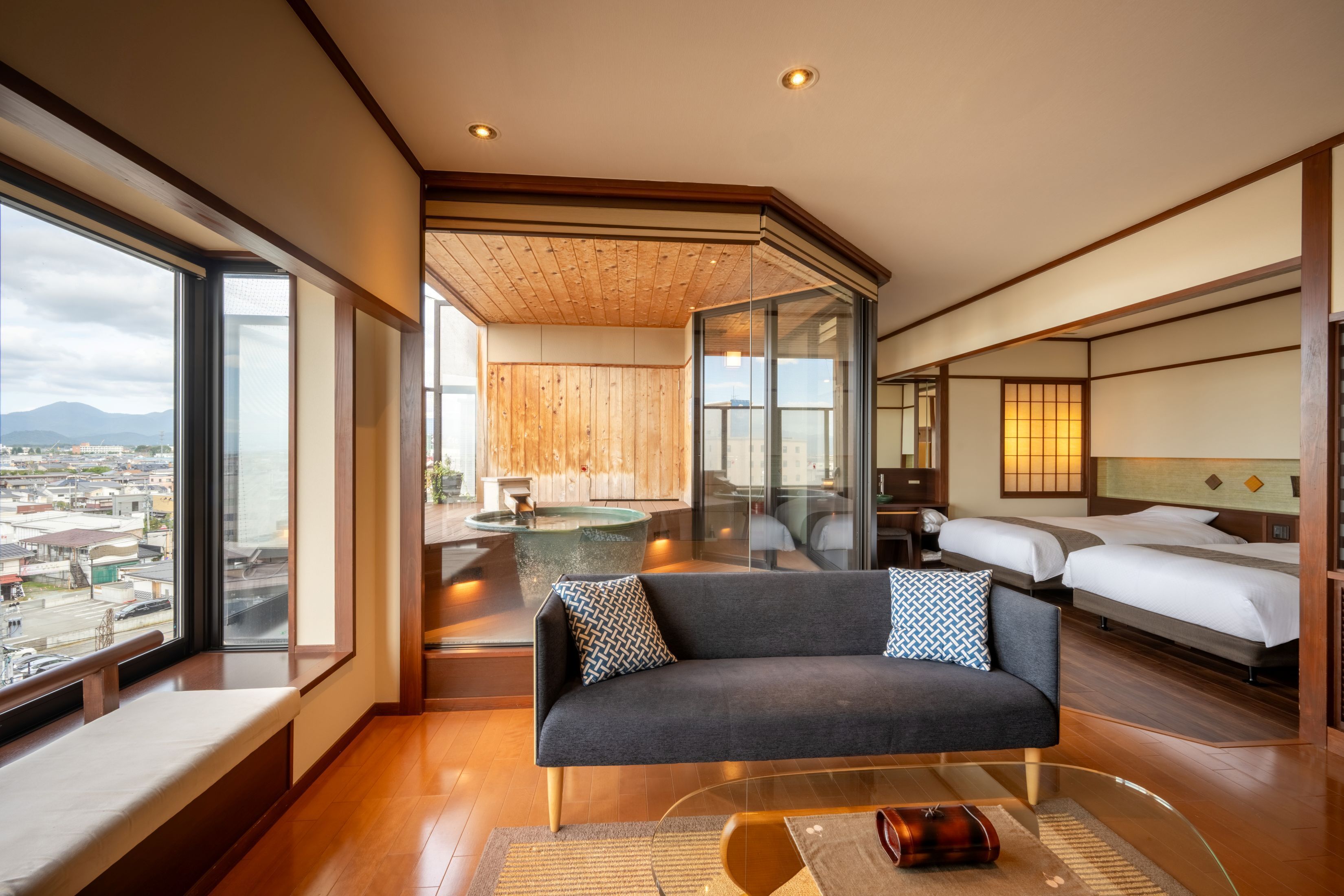 Tokinohana Hot Spring Western Suite with Open-Air Bath [Twin Room + Living Room + Open-Air Bath] | Minibar, in-room safe, iron/ironing board, free WiFi