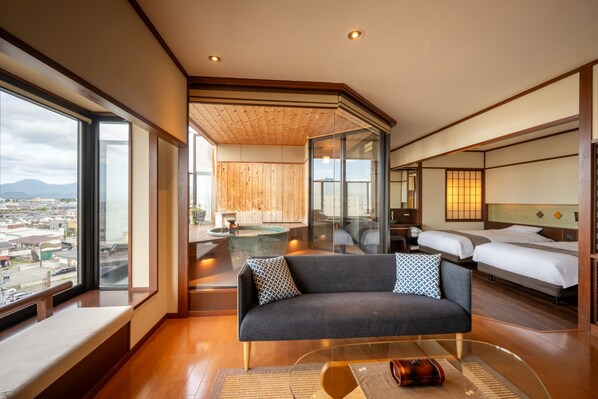 Tokinohana Hot Spring Western Suite with Open-Air Bath [Twin Room + Living Room + Open-Air Bath] | Premium bedding, minibar, in-room safe, individually decorated - Tendo Onsen TAKINOYU (Tendo)