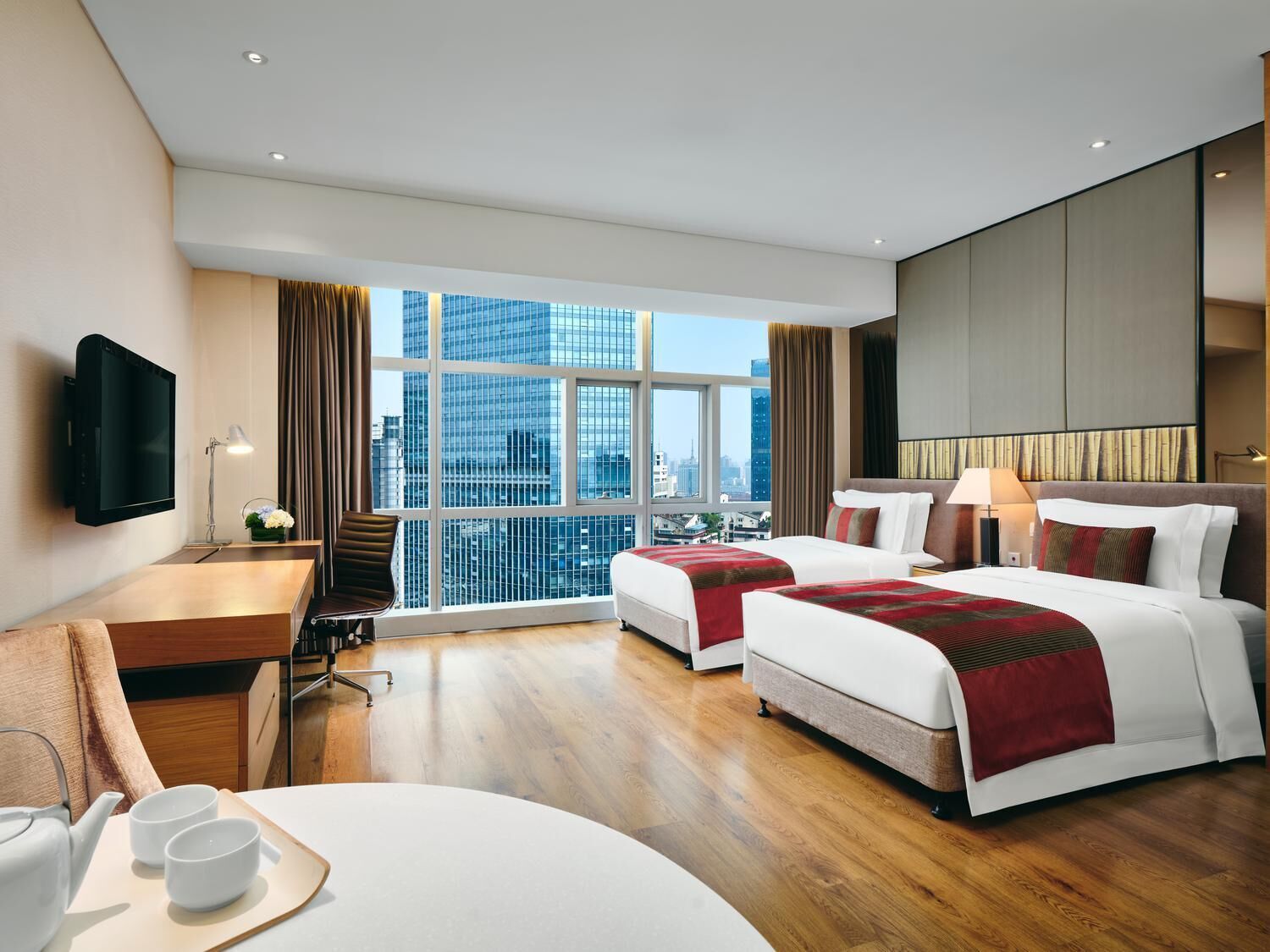 Premium bedding, down comforters, pillowtop beds, in-room safe