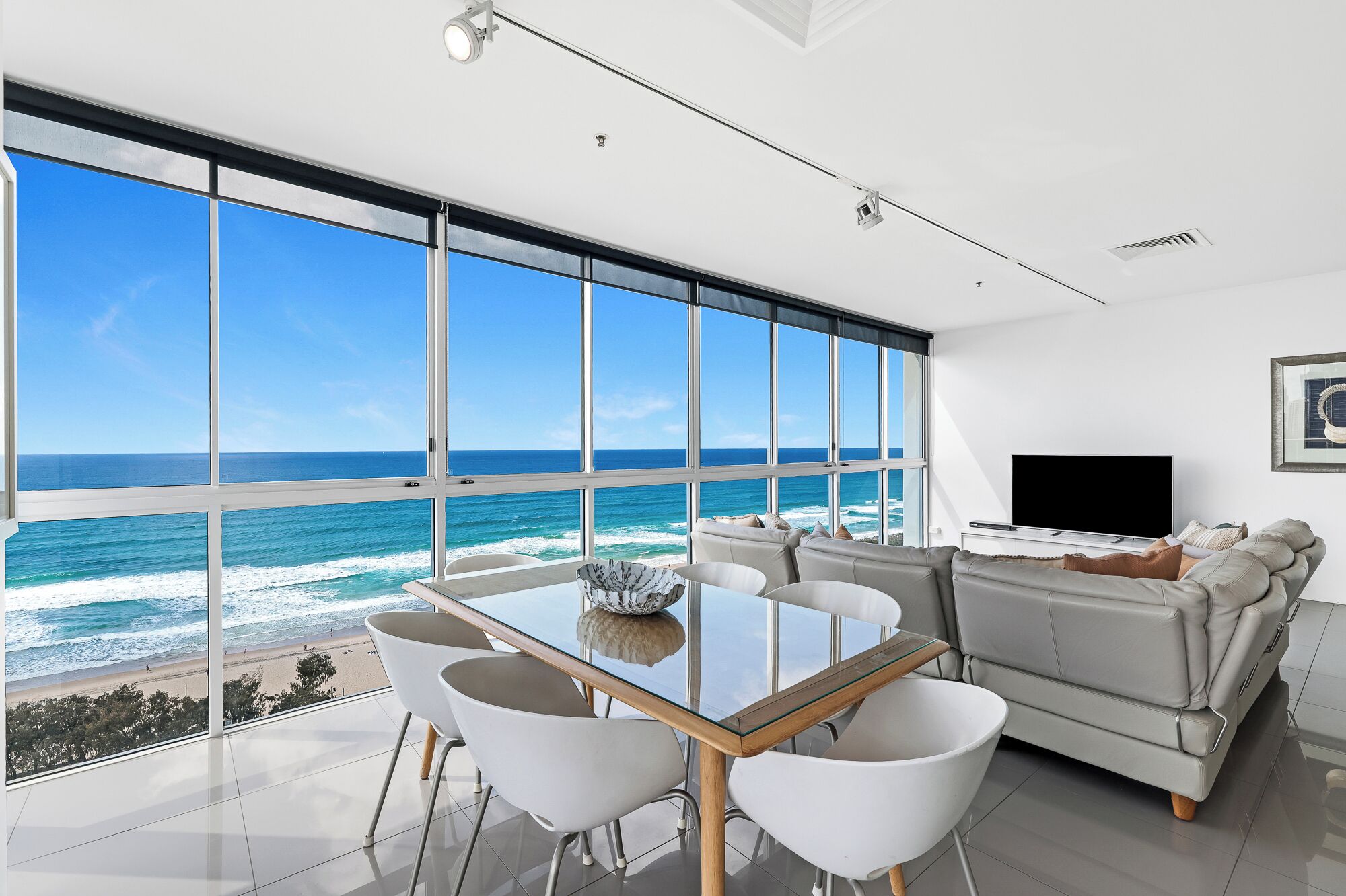 Three Bedroom Ocean View Apartment | Living area | 42-cm flat-screen TV with cable channels, TV, DVD player