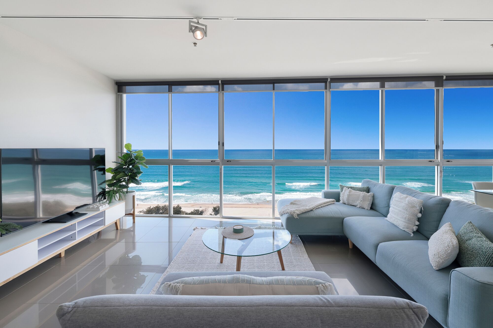 Two Bedroom Ocean View Suite | Living area | 42-cm flat-screen TV with cable channels, TV, DVD player