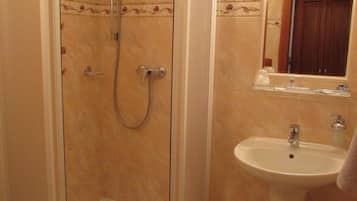 Hair dryer, bathrobes, towels, soap
