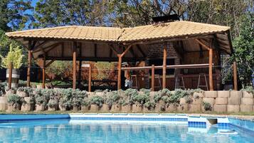 Outdoor pool, sun loungers