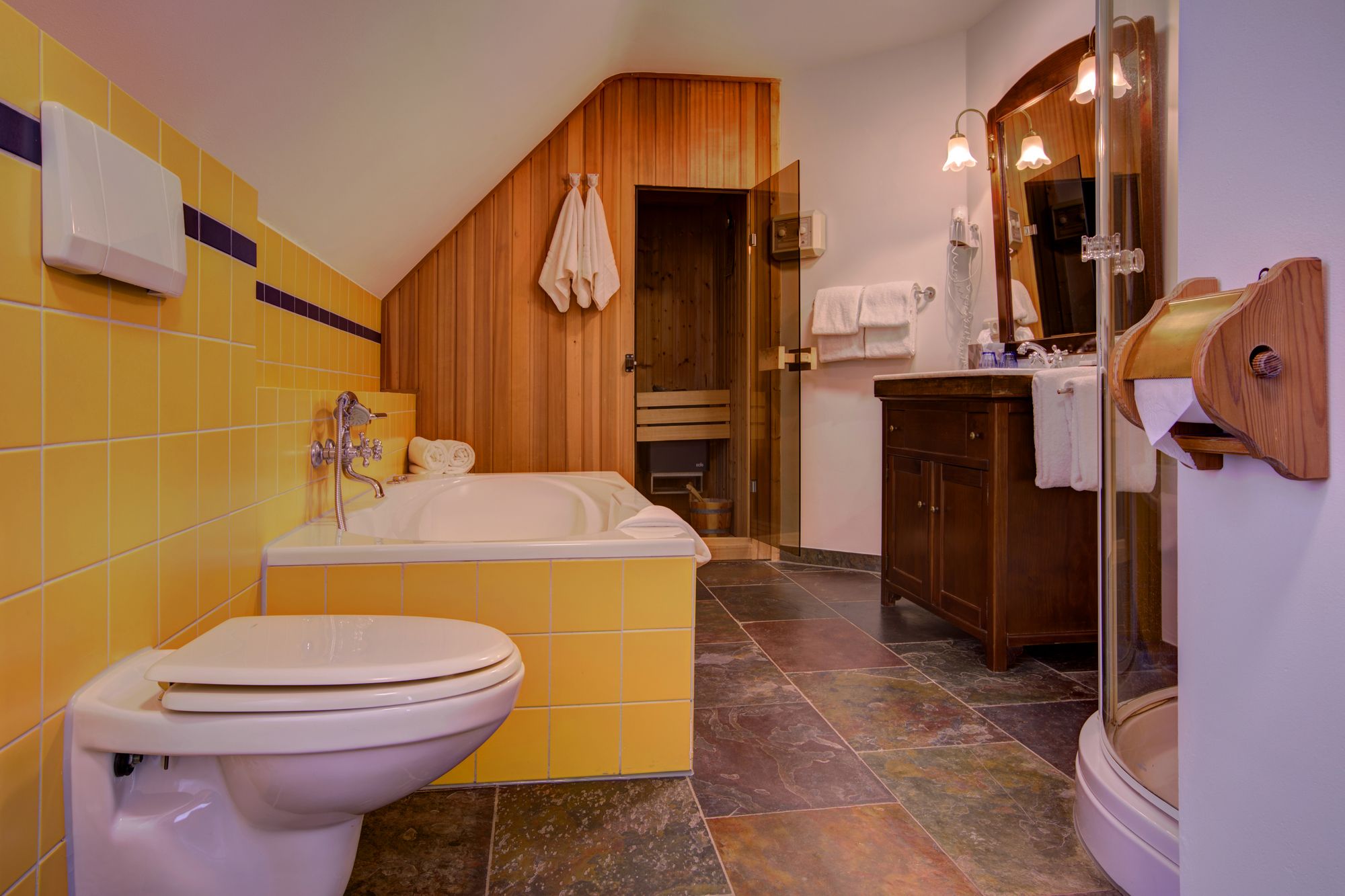 suite | bathroom | hair dryer, towels