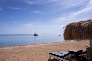 Beach volleyball, motor boating, fishing