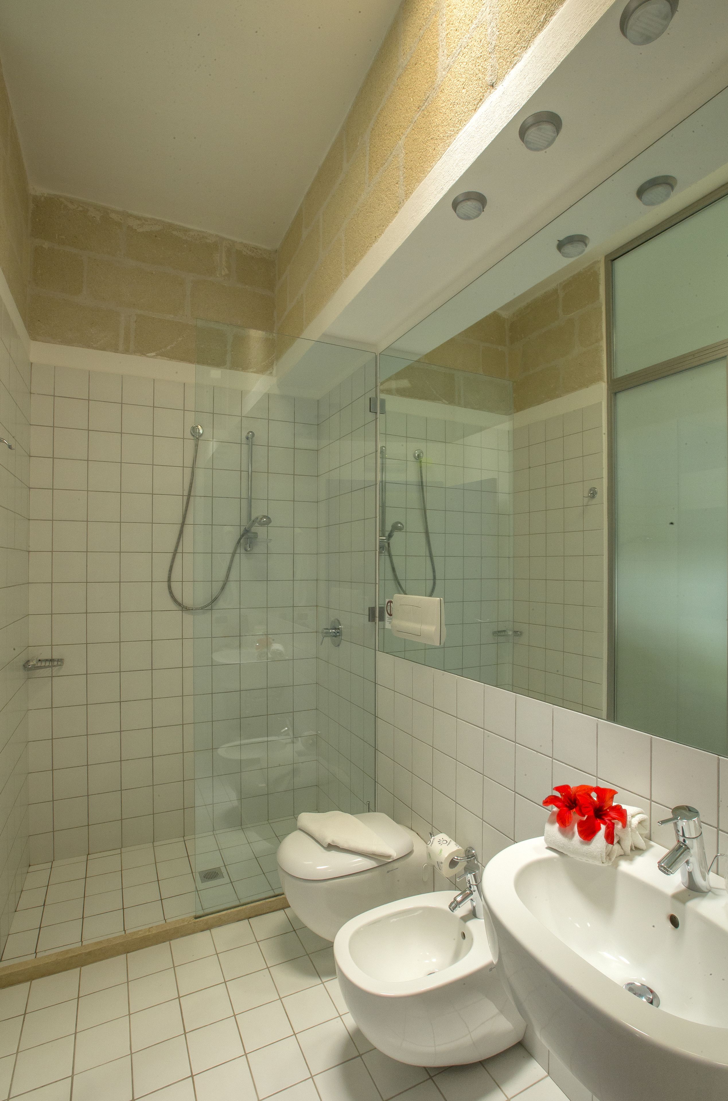 double room | bathroom | shower, hair dryer, towels
