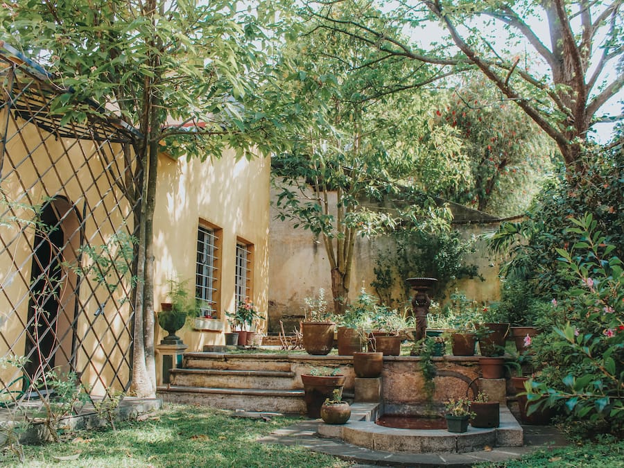 Standard enkelrum - 1 queensize-säng - utsikt mot innergården | Utsikt mot trädgården