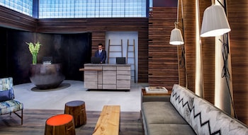 Hotel entrance and lobby at Hyatt Herald Square New York