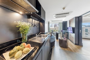 Grand Suite, 1 King Bed, Kitchenette, City View (Residence) | Private kitchen