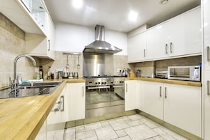 Full-sized fridge, microwave, oven, stovetop
