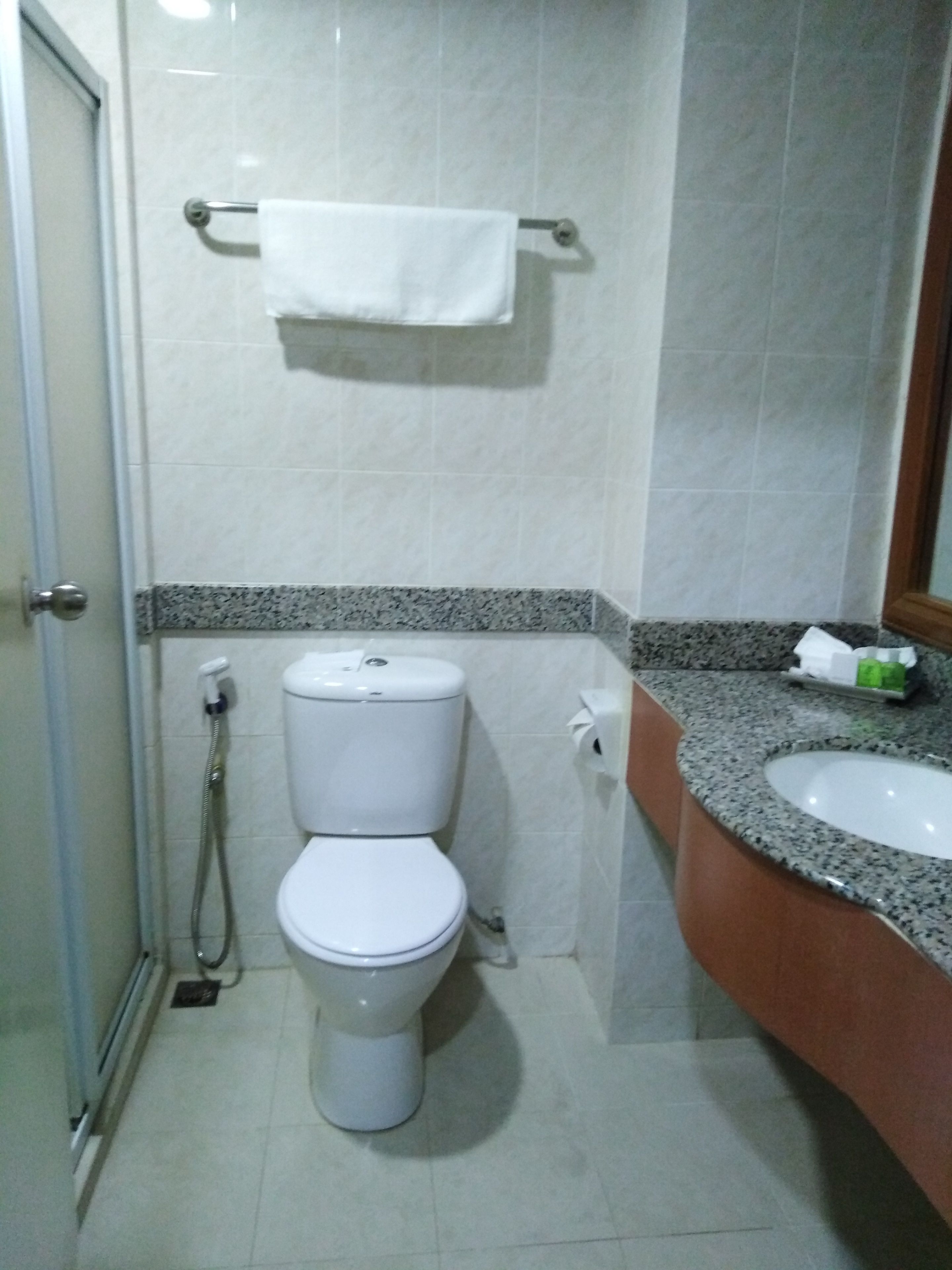 standard queen | bathroom | hair dryer, bidet, towels, soap