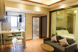 Individually decorated, individually furnished, desk, blackout curtains