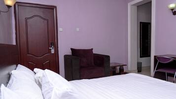 Individually decorated, individually furnished, desk, laptop workspace