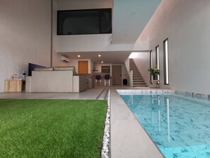 2 Bedrooms with Private Pool Villa | Living area | 50-inch flat-screen TV with cable channels, Smart TV - Pause Pool Villa by Replay (Koh Samui)