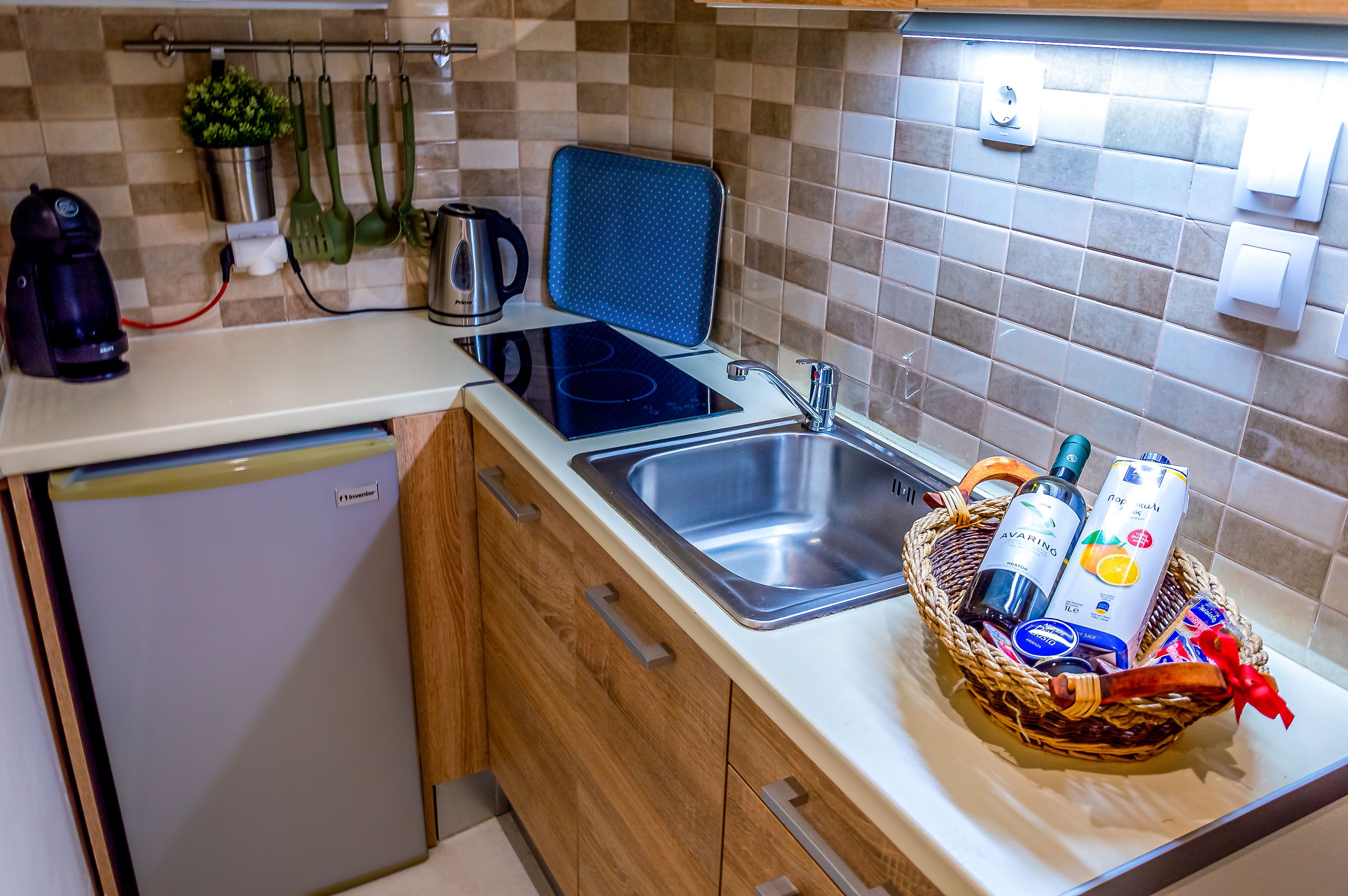 Apartamento (1) | Cocina básica privada | Frigorífico, microondas, horno y placa de cocina