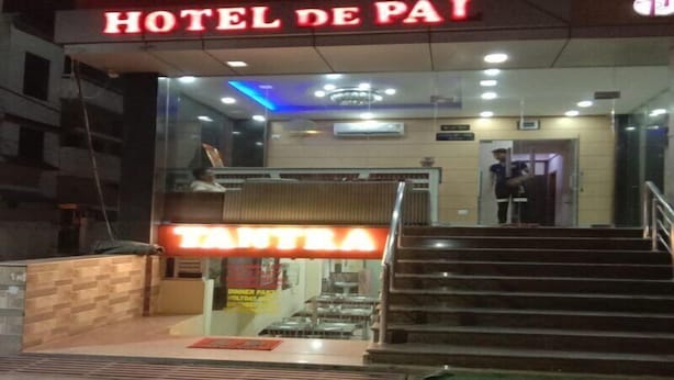 The entrance to Hotel De Pai with a visible staircase leading up to the entrance. - ADB Rooms Hotel De Pal Varanasi (Varanasi)