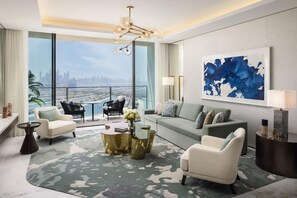 Palmscape Penthouse | Sängtillbehör av högsta kvalitet och minibar