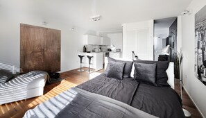 อพาร์ทเมนท์ | 1 ห้องนอน, โต๊ะทำงาน, พื้นที่ทำงานแบบใช้แล็ปท็อป, ผ้าม่านกันแสง