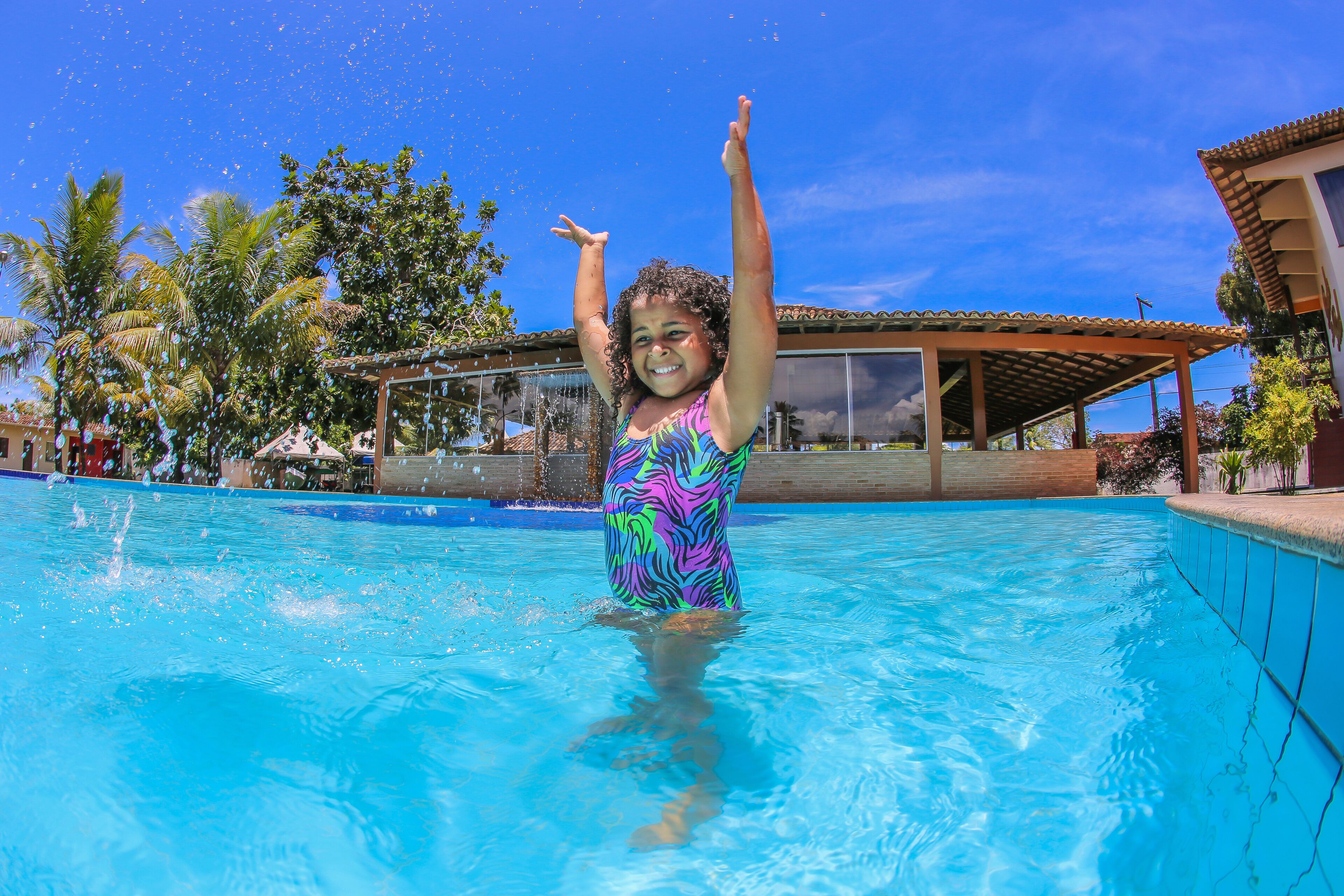 Outdoor pool, pool loungers