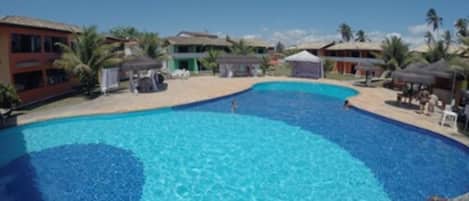 Outdoor pool, sun loungers