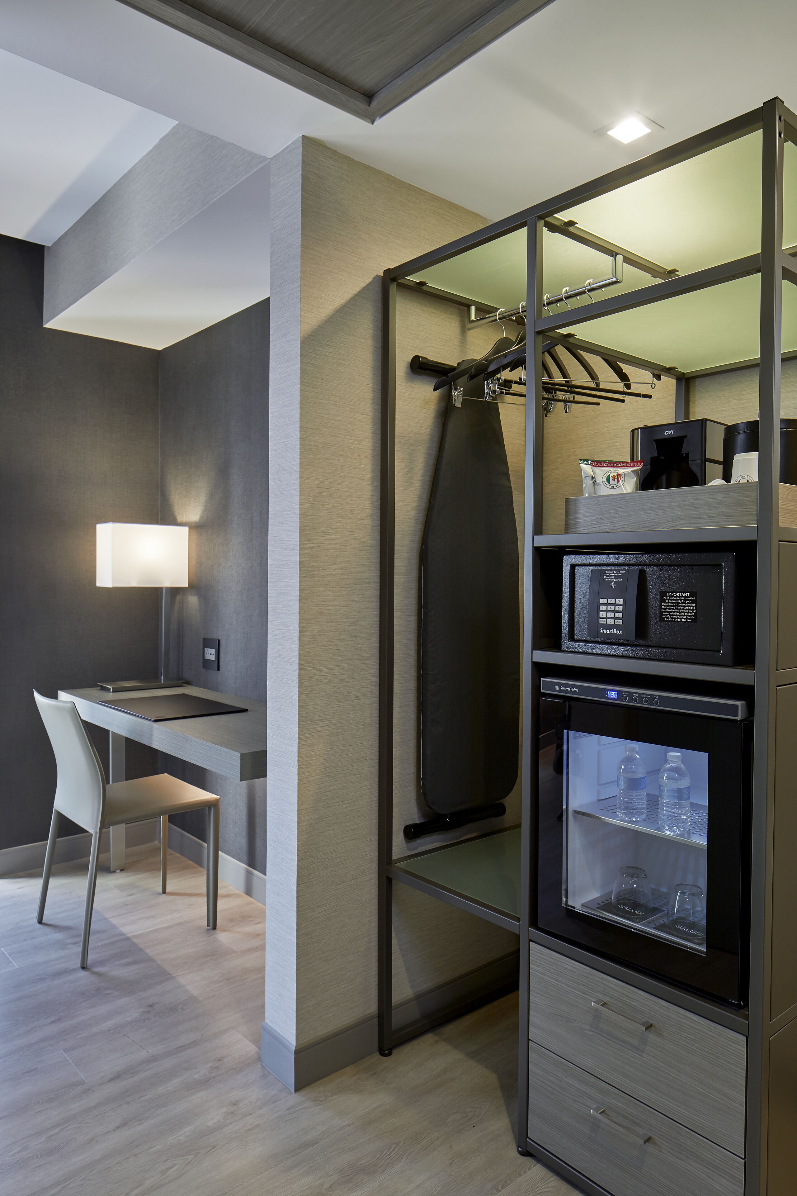 premium bedding, pillow-top beds, desk, laptop workspace