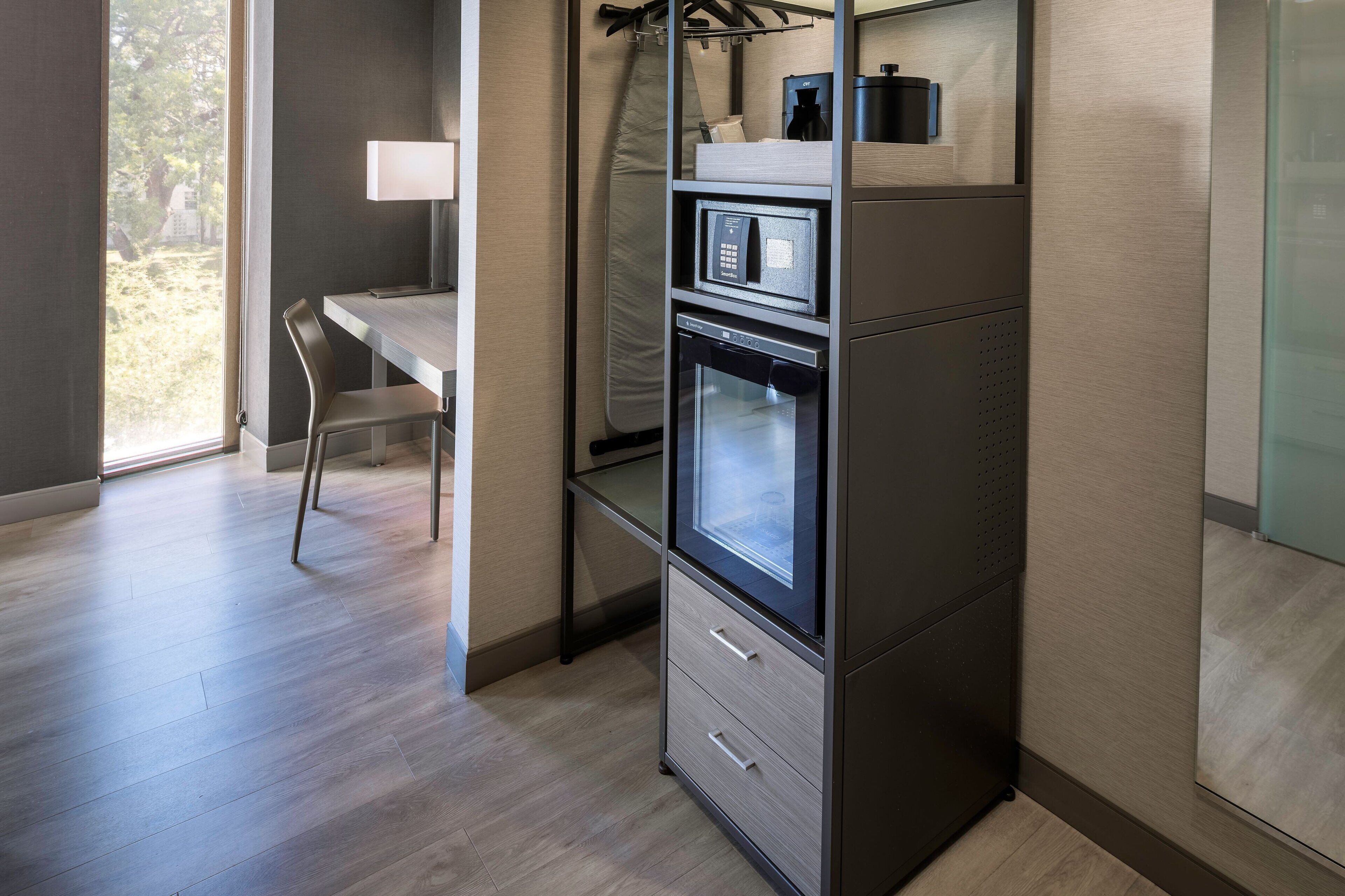 premium bedding, pillow-top beds, desk, laptop workspace