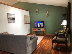 Smart TV, fireplace, table football