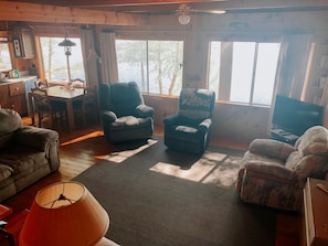 Smart TV, DVD player, video library - Beachfront Cottage on Ambajejus Lake With Sandy Beach and a Mountain View (Millinocket)