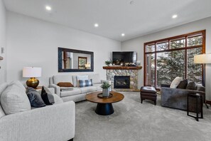 Townhome, 3 Bedrooms | Living area | TV - Trappers Landing #05 By Bear Country (Sun Peaks)