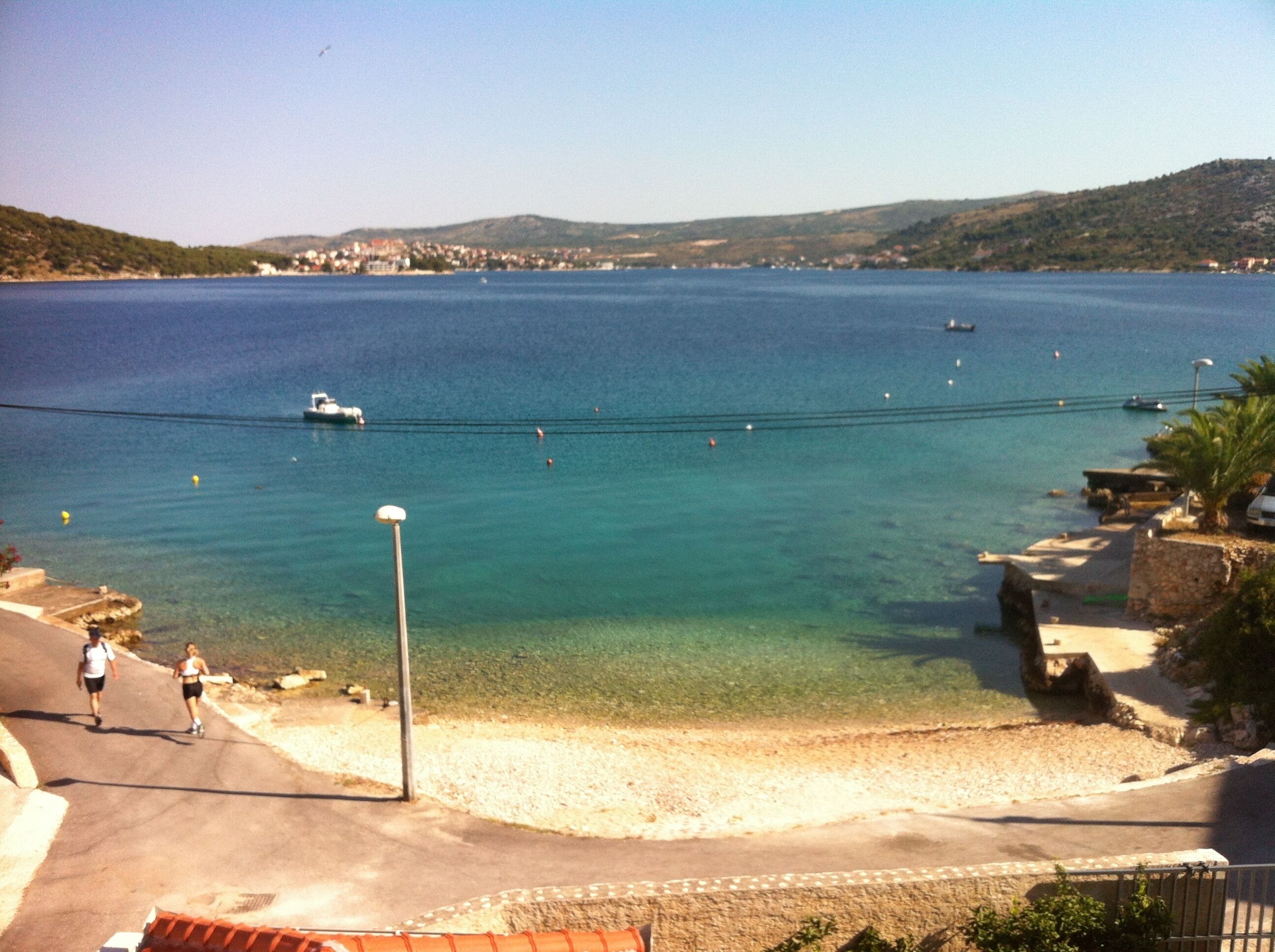 On the beach, sun loungers