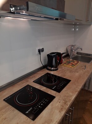 Fridge, microwave, stovetop, coffee/tea maker - Comfortable Apartment From LEONARD (Tbilisi)