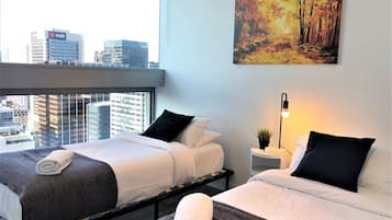 3 bedrooms, desk, iron/ironing board, travel cot