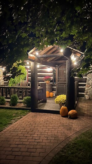 Terrace/patio - Shadowland River Lodge on Boardman River - Pet Friendly - Acreage - Private  (Traverse City)