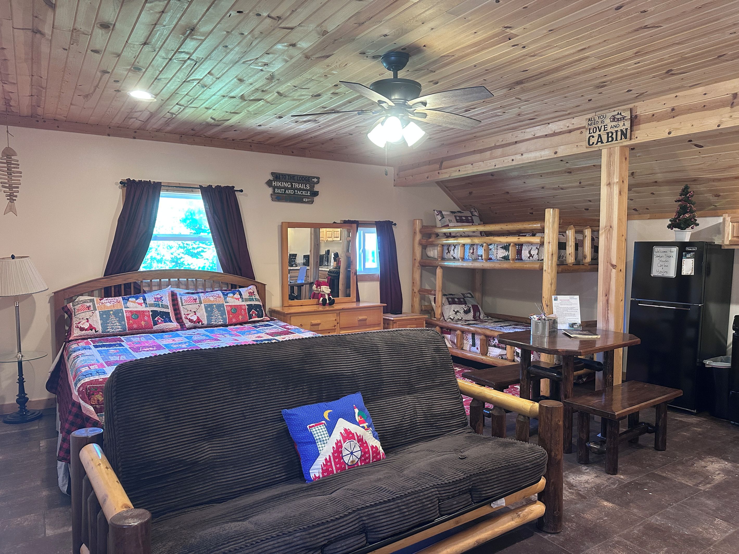 King bed and a twin bunk bed