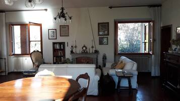 Smart TV, caminetto, lettore DVD, tavolo da ping pong