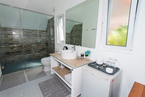 Hair dryer, towels, toilet paper